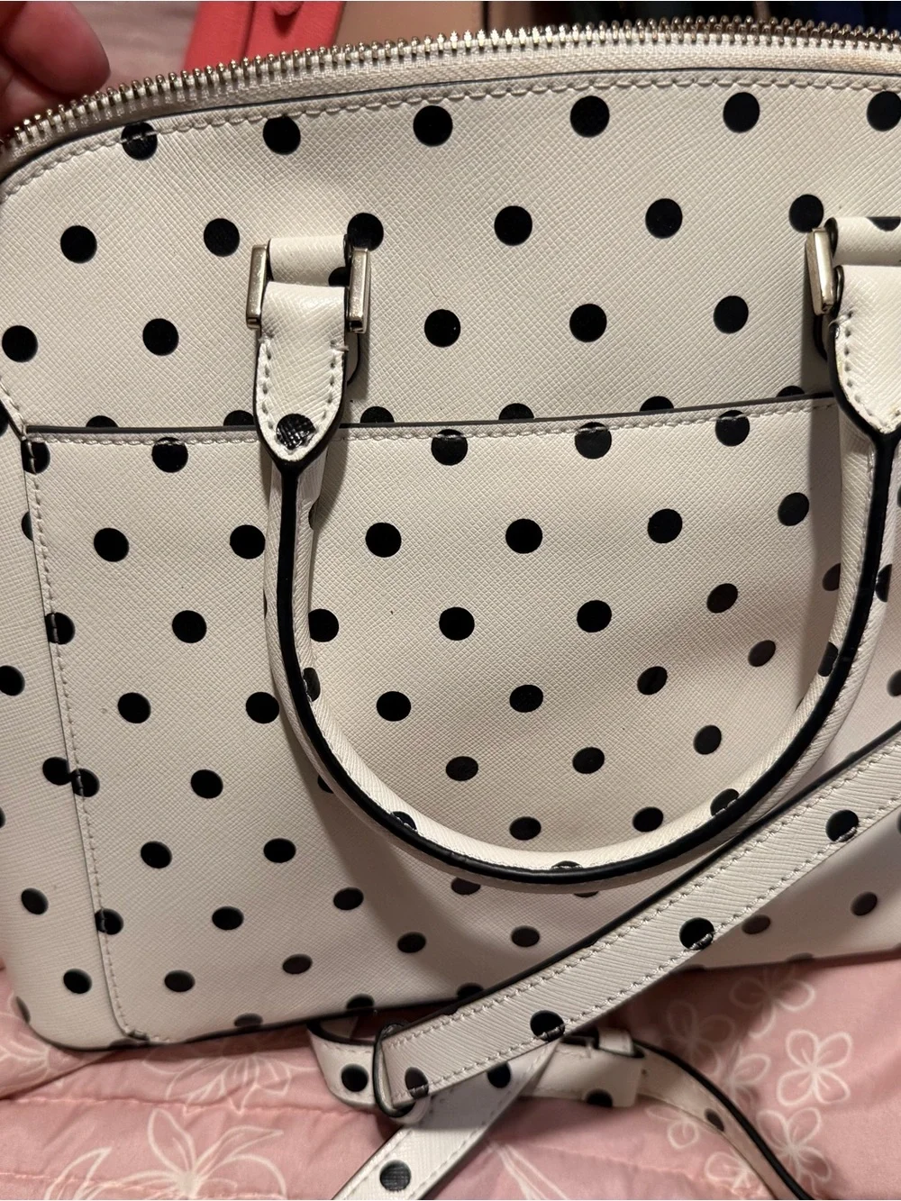 kate spade White and Black Polka Dot Satchel